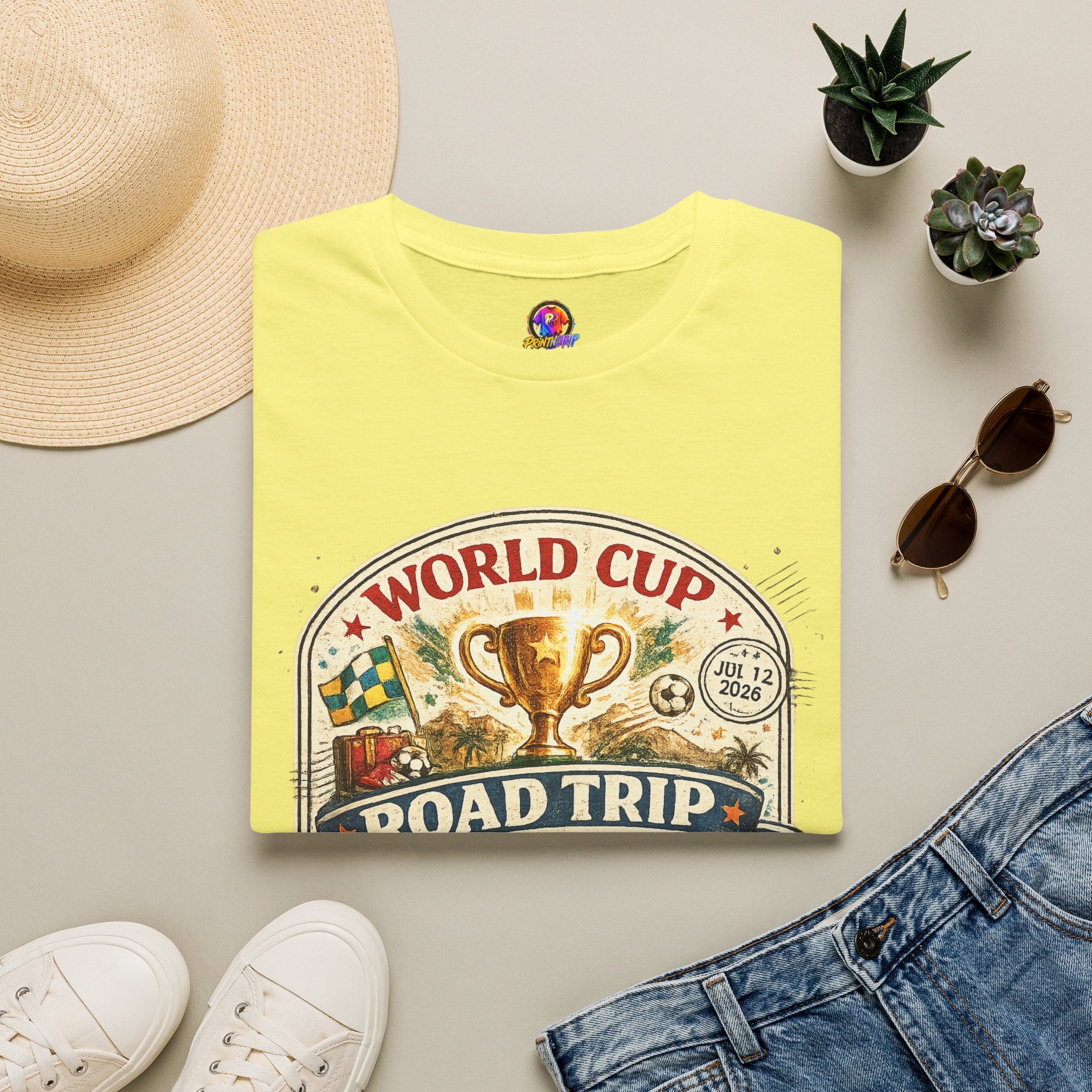 World Cup Road Trip T-Shirt — Vintage Soccer Trophy Design