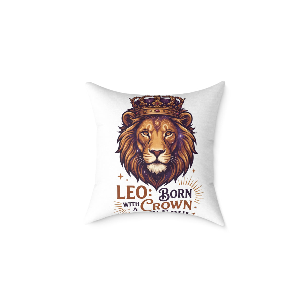 Leo Zodiac Born With A Crown Square Poly Canvas Pillow