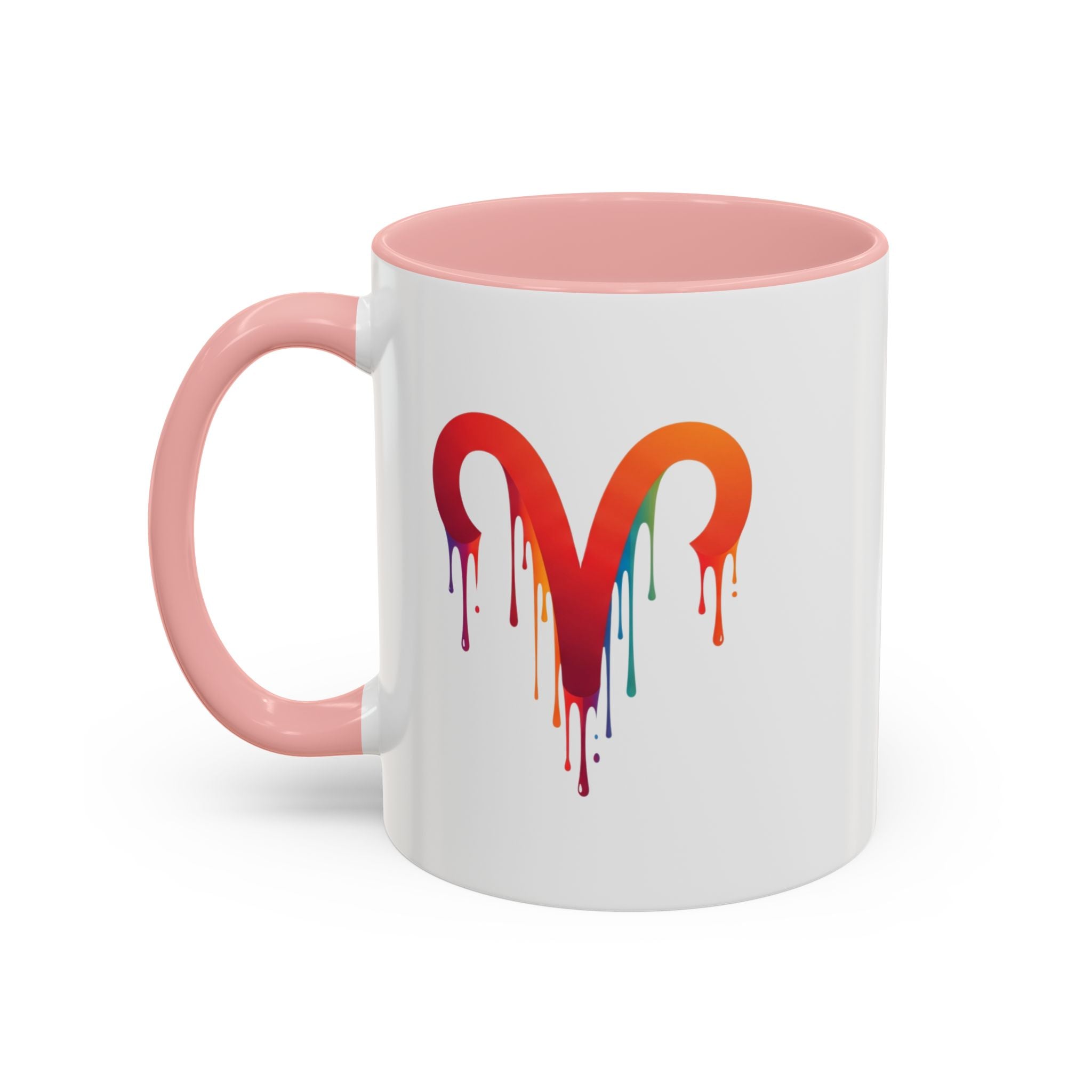 Rainbow Drip Heart Coffee Mug — Colorful Art Accent Mug