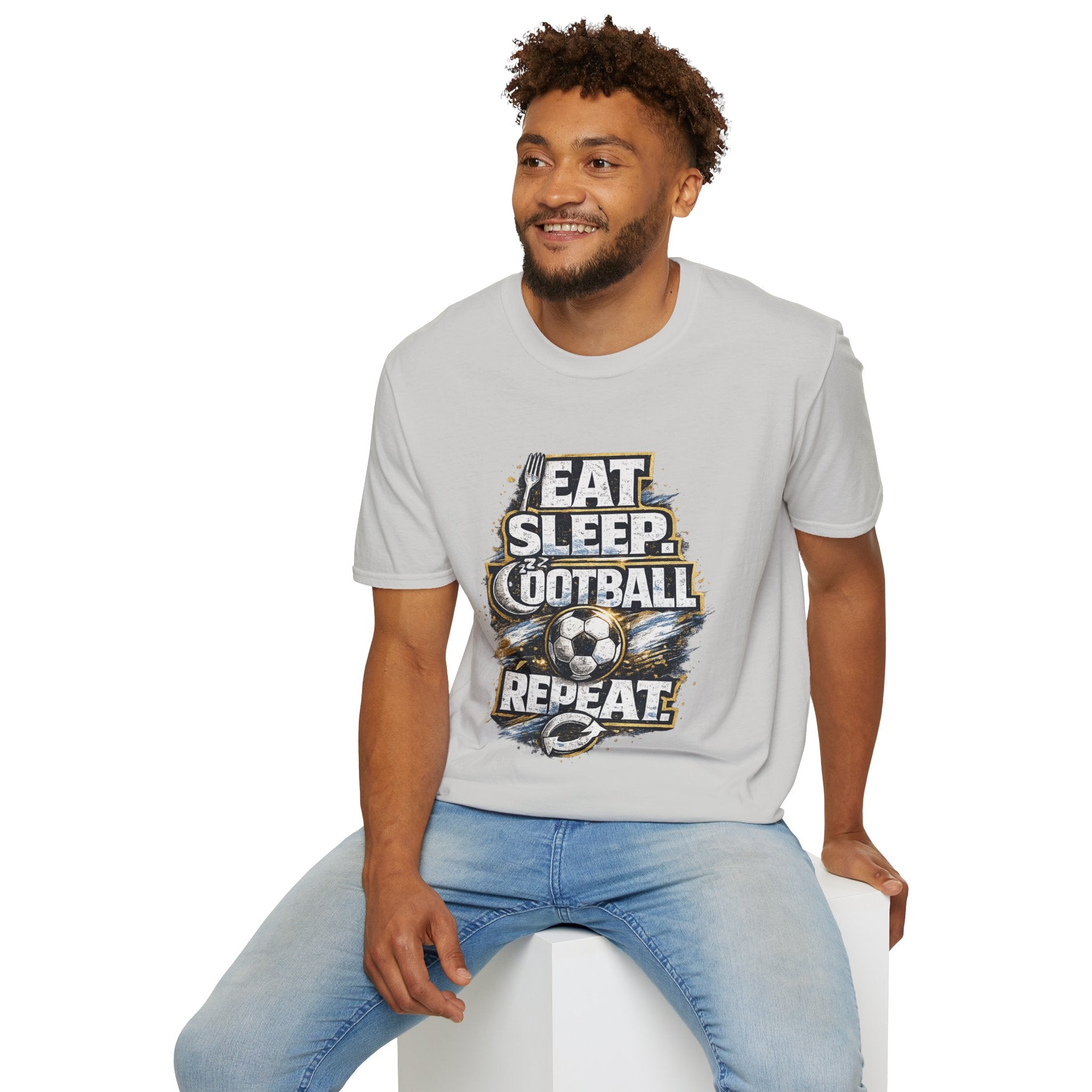 Football 'Eat Sleep Football Repeat' T-Shirt — Vintage Soccer Fan Tee