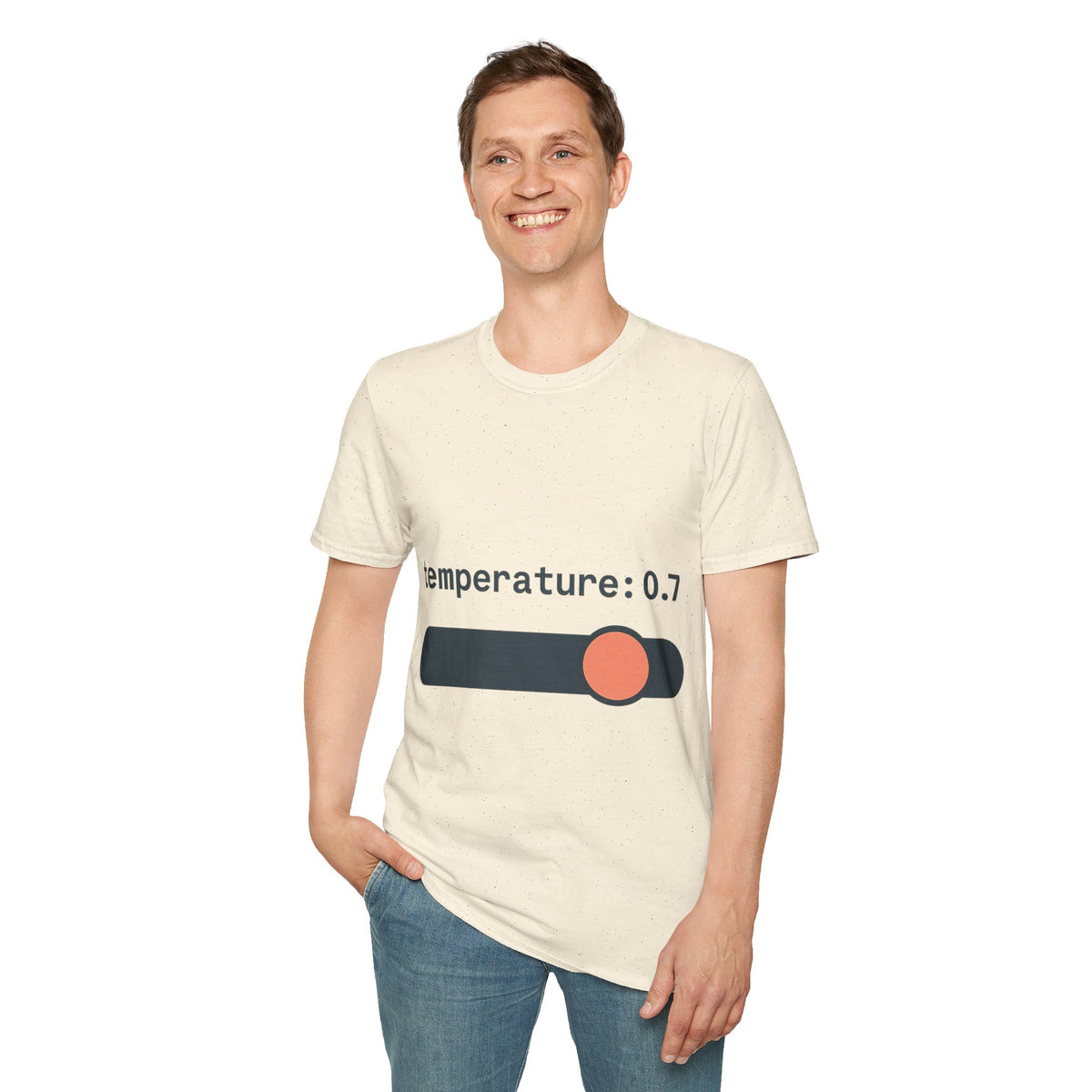 "Temperature 0.7" AI Parameter Graphic Tee - Funny Tech Humor White T-Shirt - Trending Now - September 2026