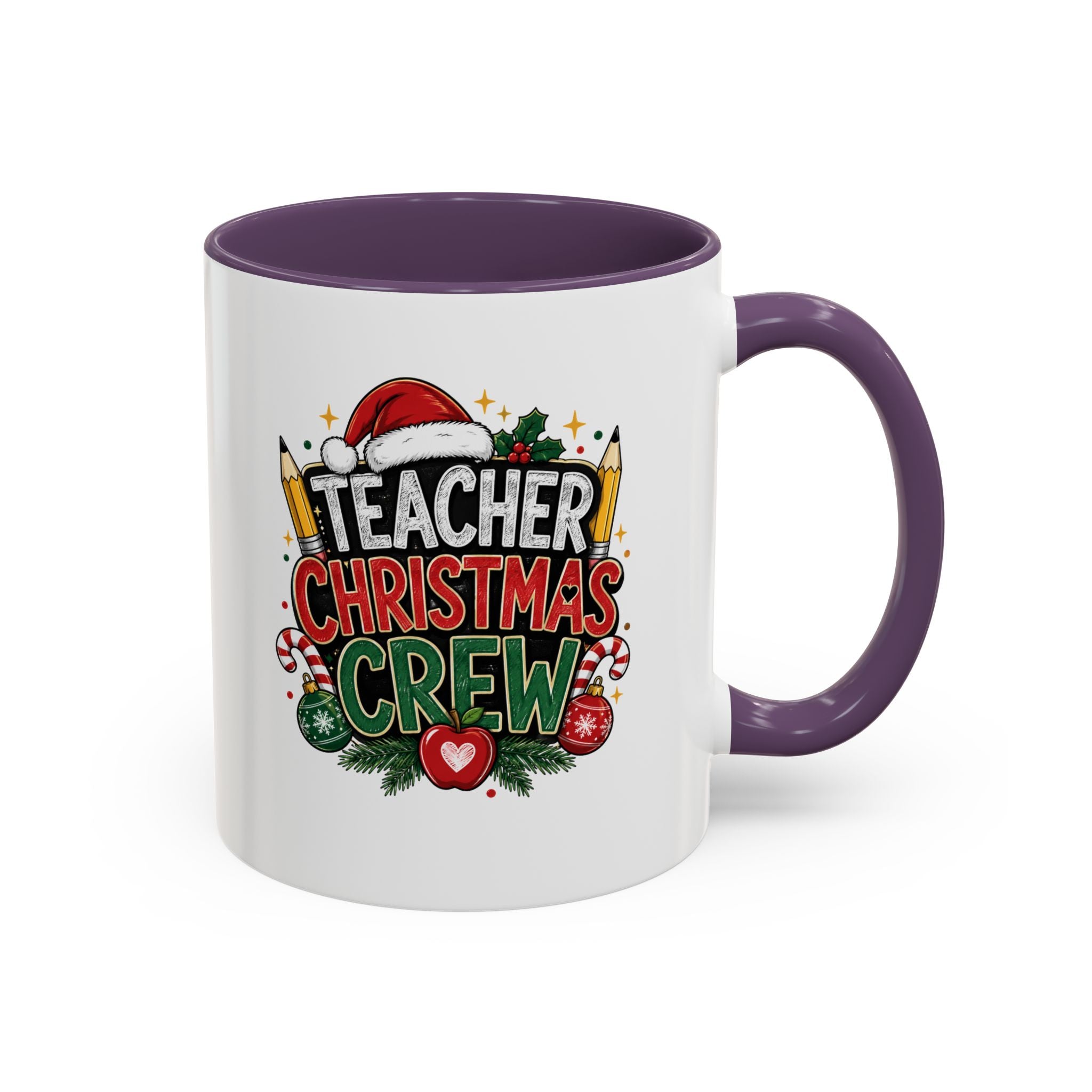 Teacher Christmas Crew Accent Coffee Mug – Holiday Teacher Gift