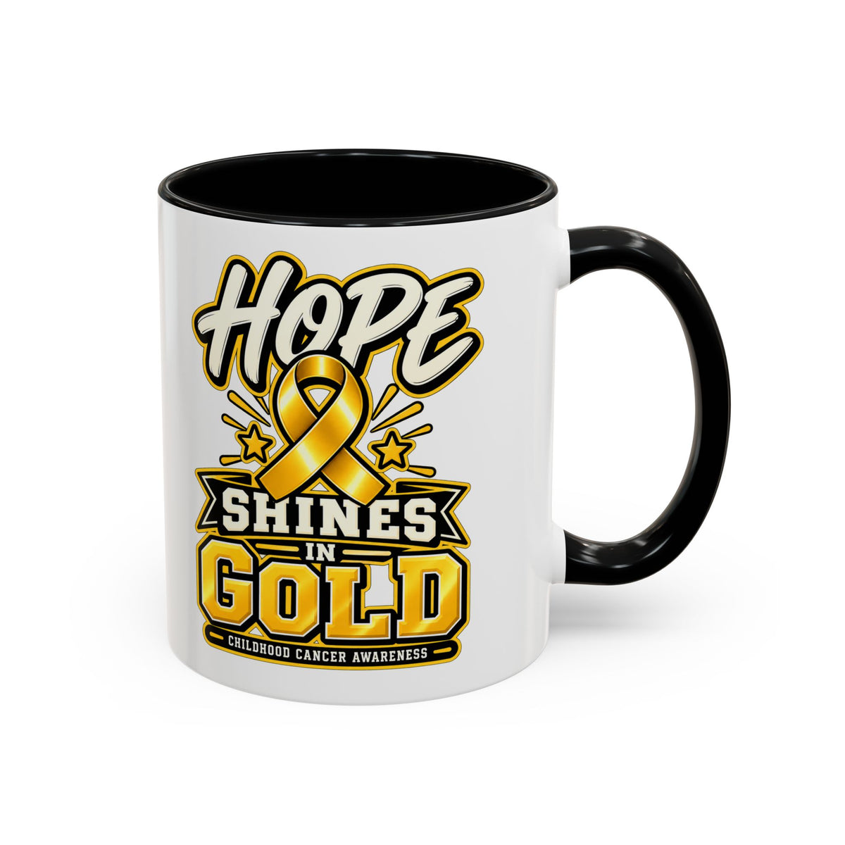 Hope Shines in Gold Coffee Mug — Childhood Cancer Awareness Accent Mug