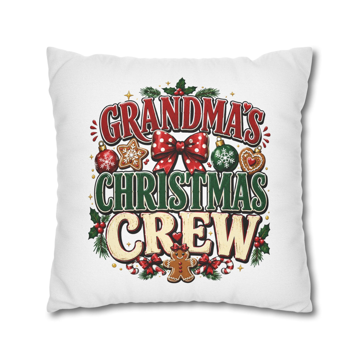 Grandma's Christmas Crew Holiday Pillowcase — Festive Family Decor