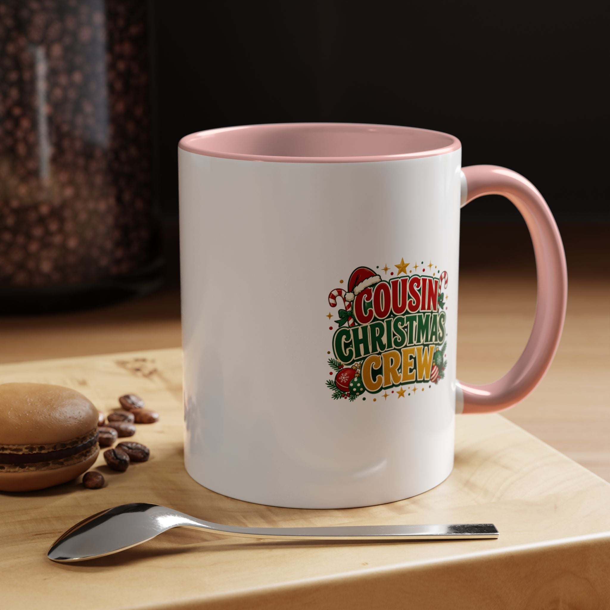 Cousin Christmas Crew Accent Coffee Mug — Holiday Family Christmas Coffee Cup