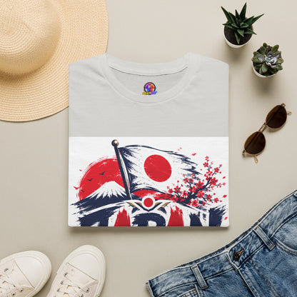 Japan Soccer T-Shirt — Japanese Flag & Cherry Blossom Football Graphic