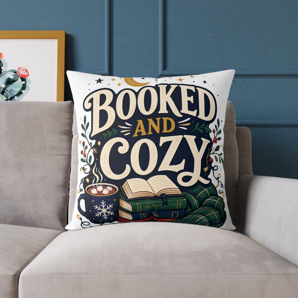 Modern Day Christmas Booked And Cozy Square Pillow