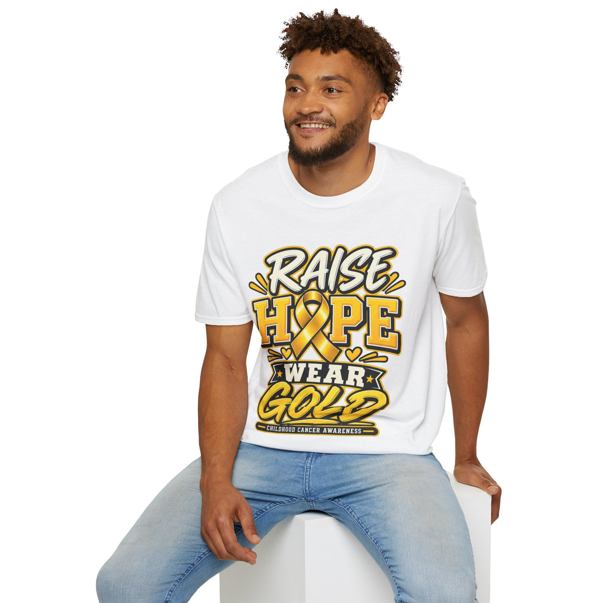 Raise Hope Wear Gold T-Shirt — Childhood Cancer Awareness