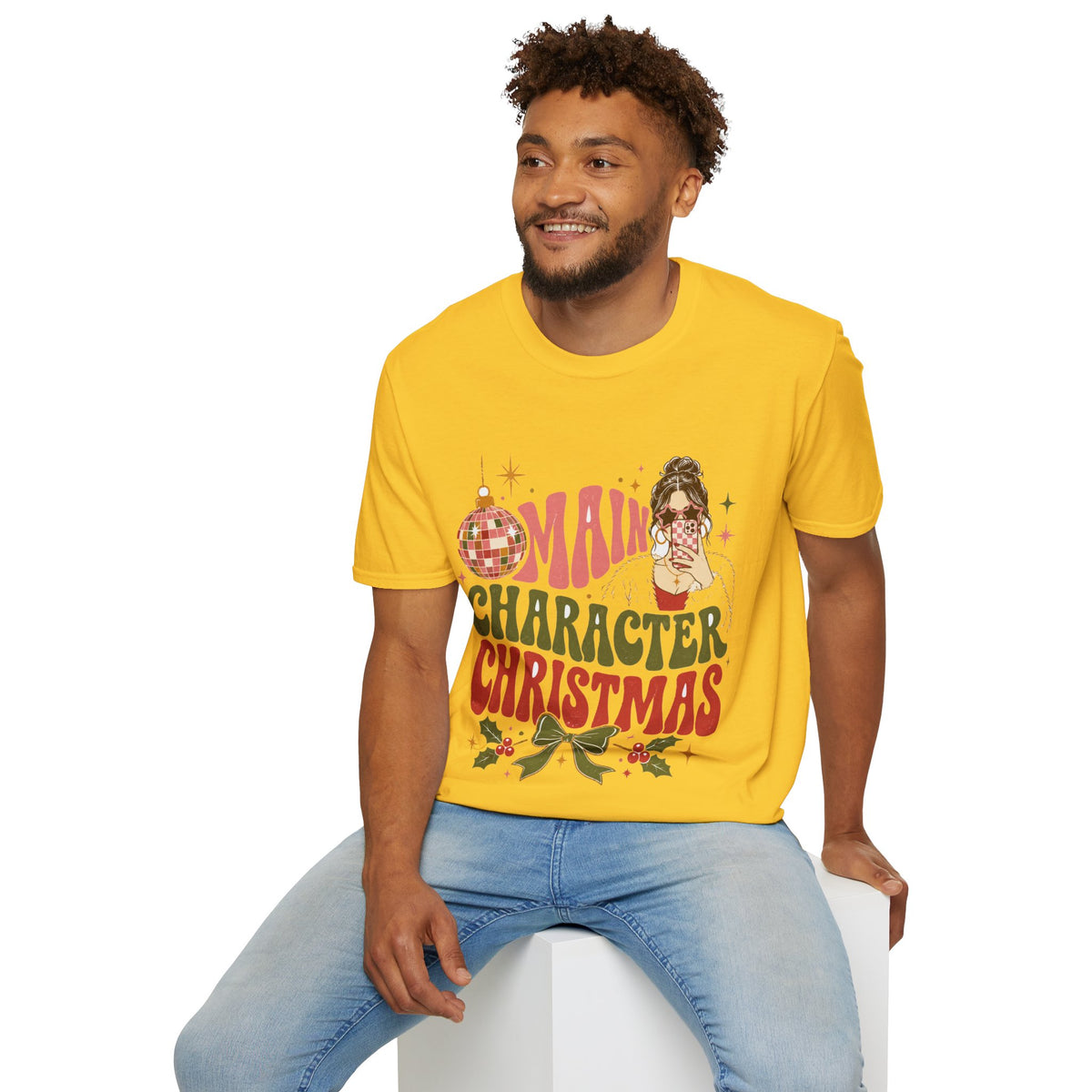 Christmas T-Shirt — "Main Character Christmas" Graphic Tee (Holiday Mom Aesthetic)