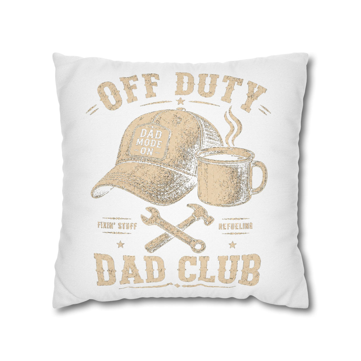 Off Duty Dad Club Throw Pillowcase – Coffee & Tools Accent Pillow Cover Milo Bailey Dog Dad Mom