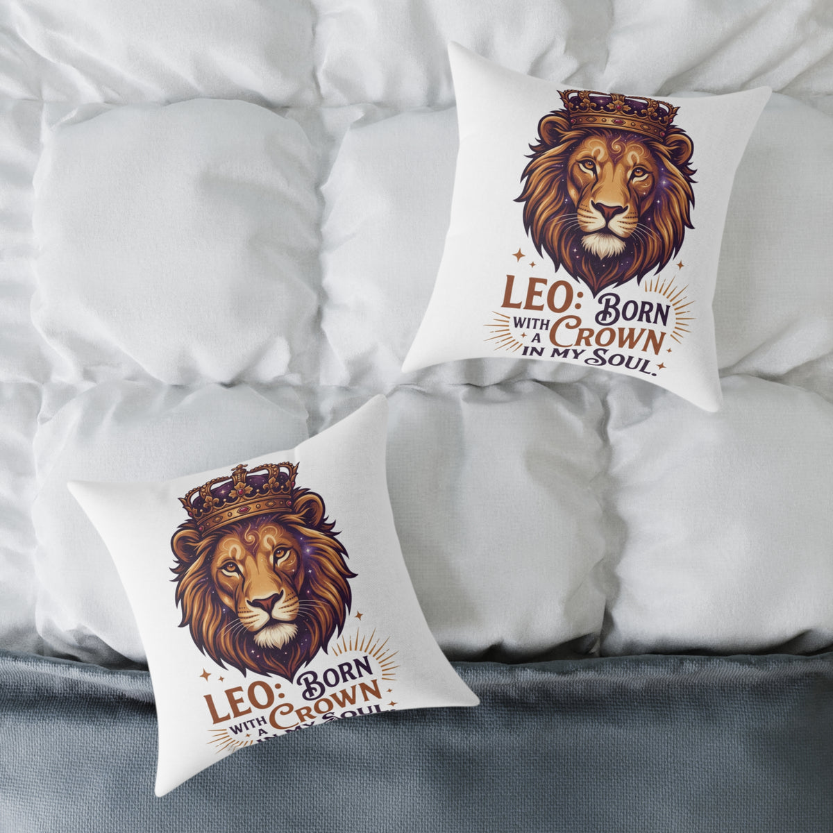 Leo Zodiac Born With A Crown Square Poly Canvas Pillow
