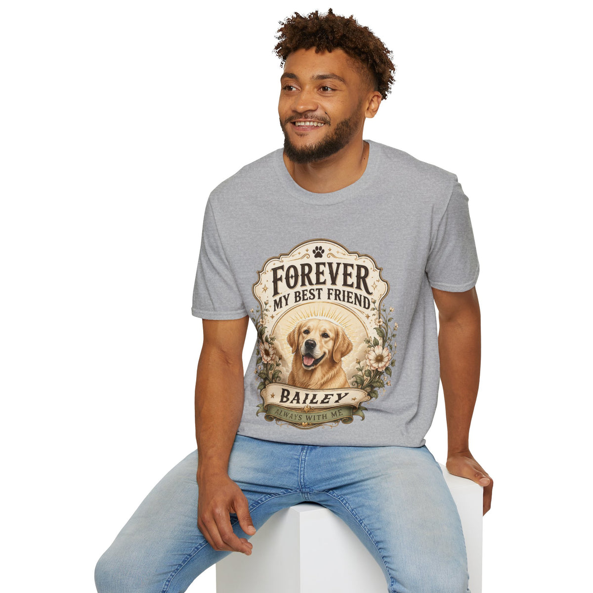 Dog Memorial T-Shirt — "Forever My Best Friend" Personalized Pet Tribute Tee