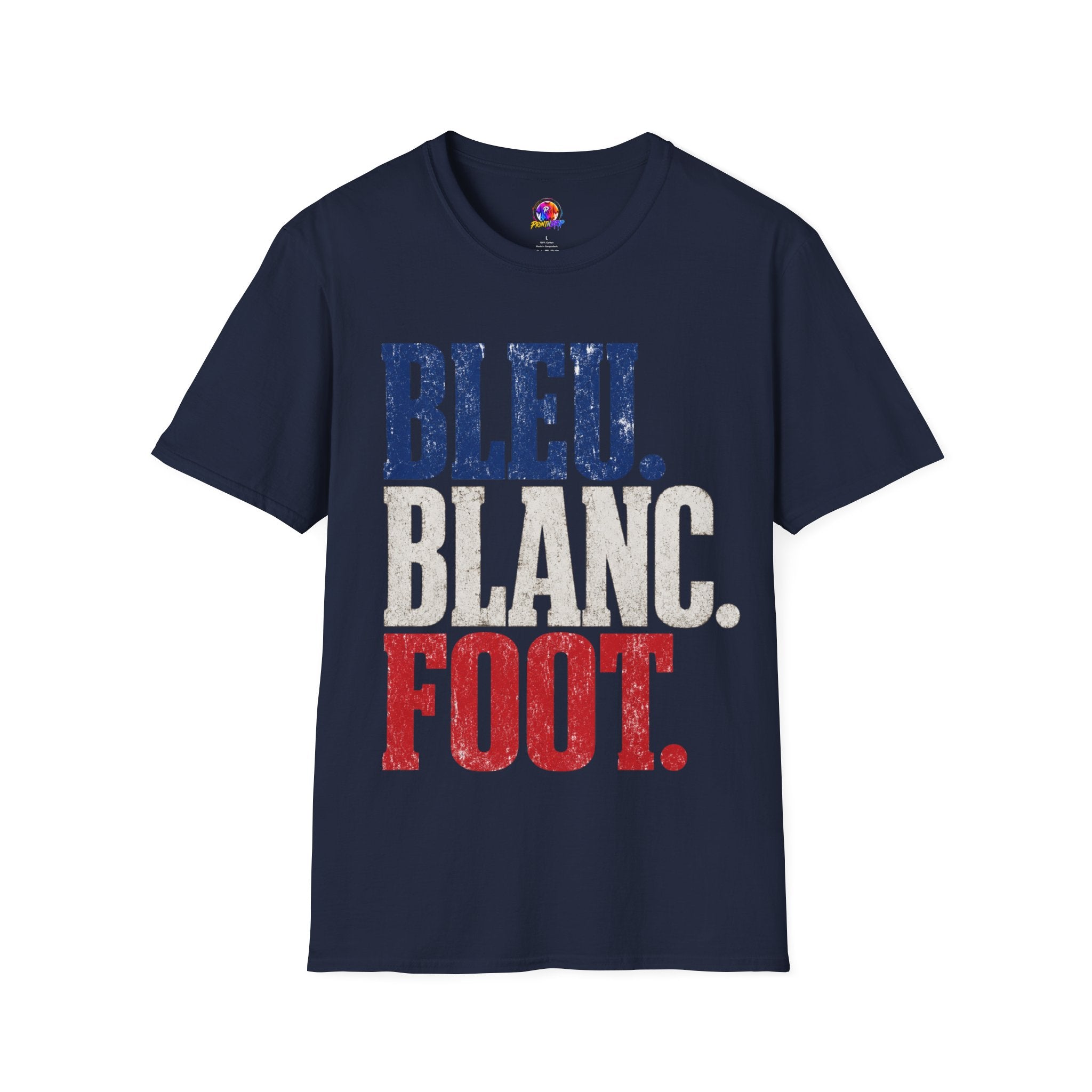 France T-Shirt — Bleu Blanc Foot Vintage French Flag Soccer Graphic Tee