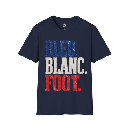 France T-Shirt — Bleu Blanc Foot Vintage French Flag Soccer Graphic Tee