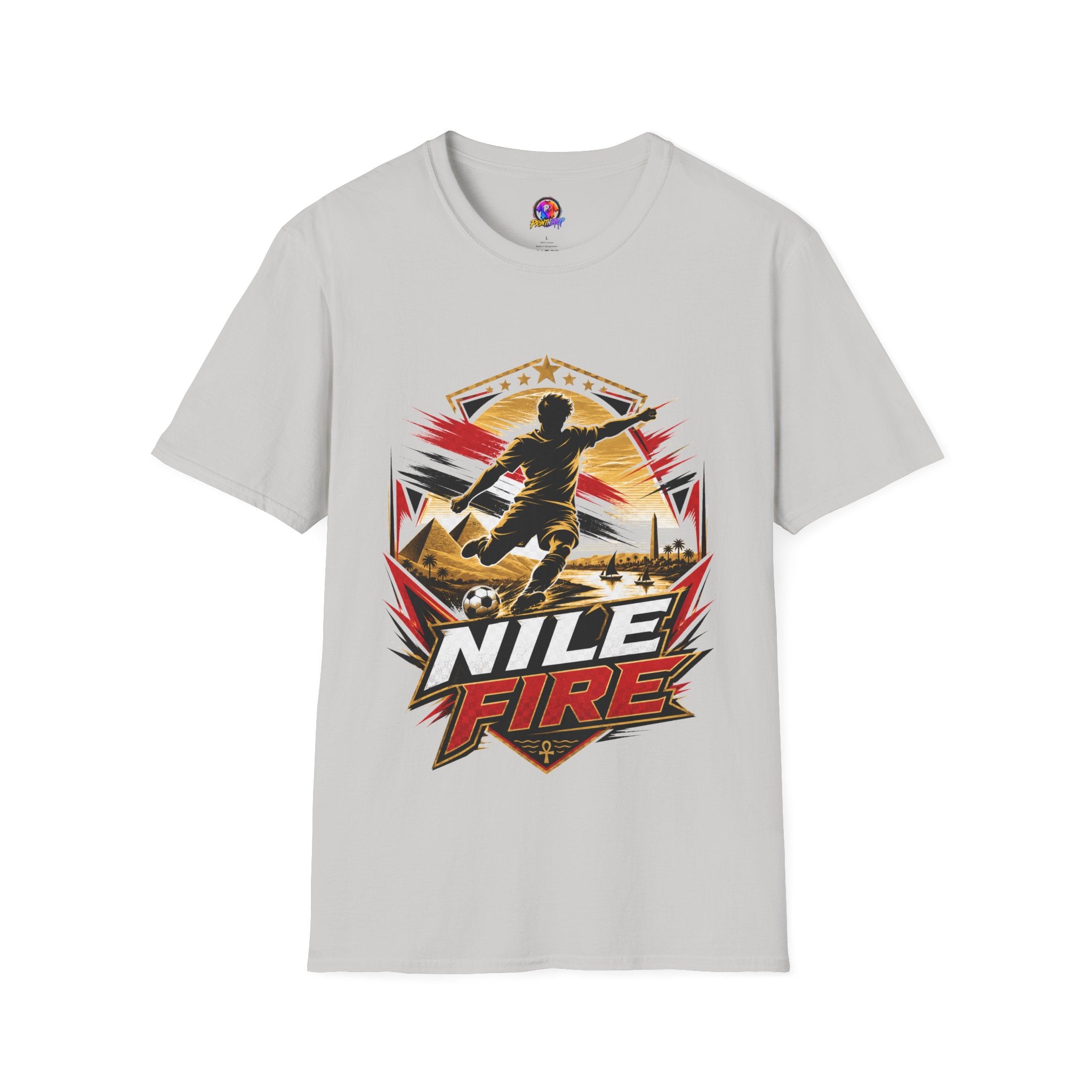 Egypt Soccer Player Nile Fire Graphic T-Shirt — Retro Athletic Team Tee
