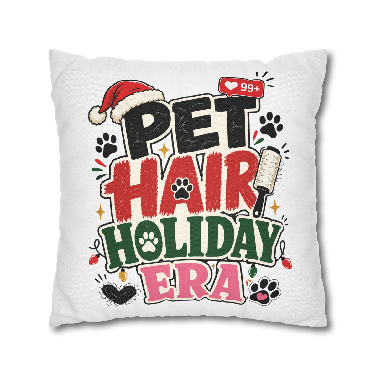 Pet Hair Holiday Pillowcase  Modern Day Christmas — Cute Christmas Pet Lover Decor