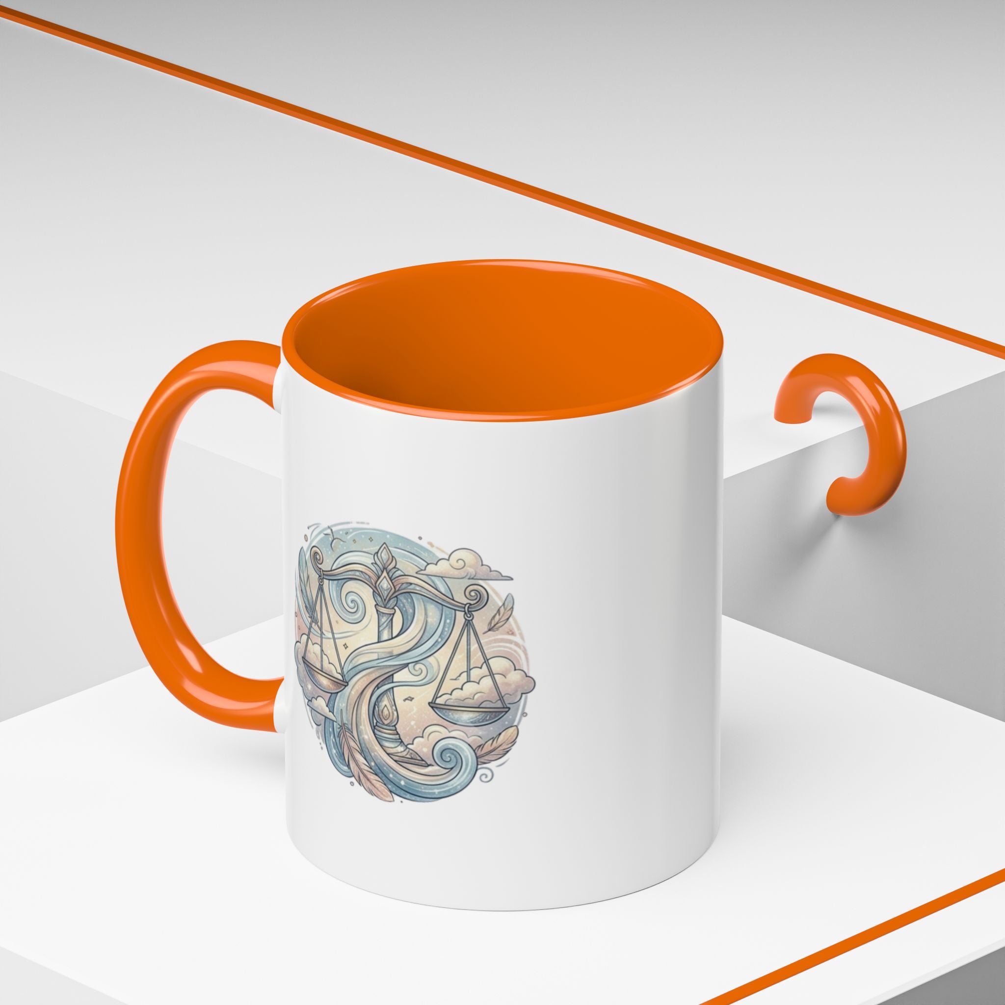 Libra Zodiac Coffee Mug — Balance Scales Astrological Accent Mug