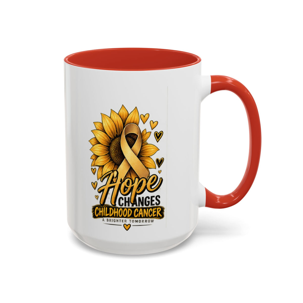 Hope Changes Childhood Cancer Mug – Gold Ribbon Sunflower Accent Coffee Cup (11/15oz)