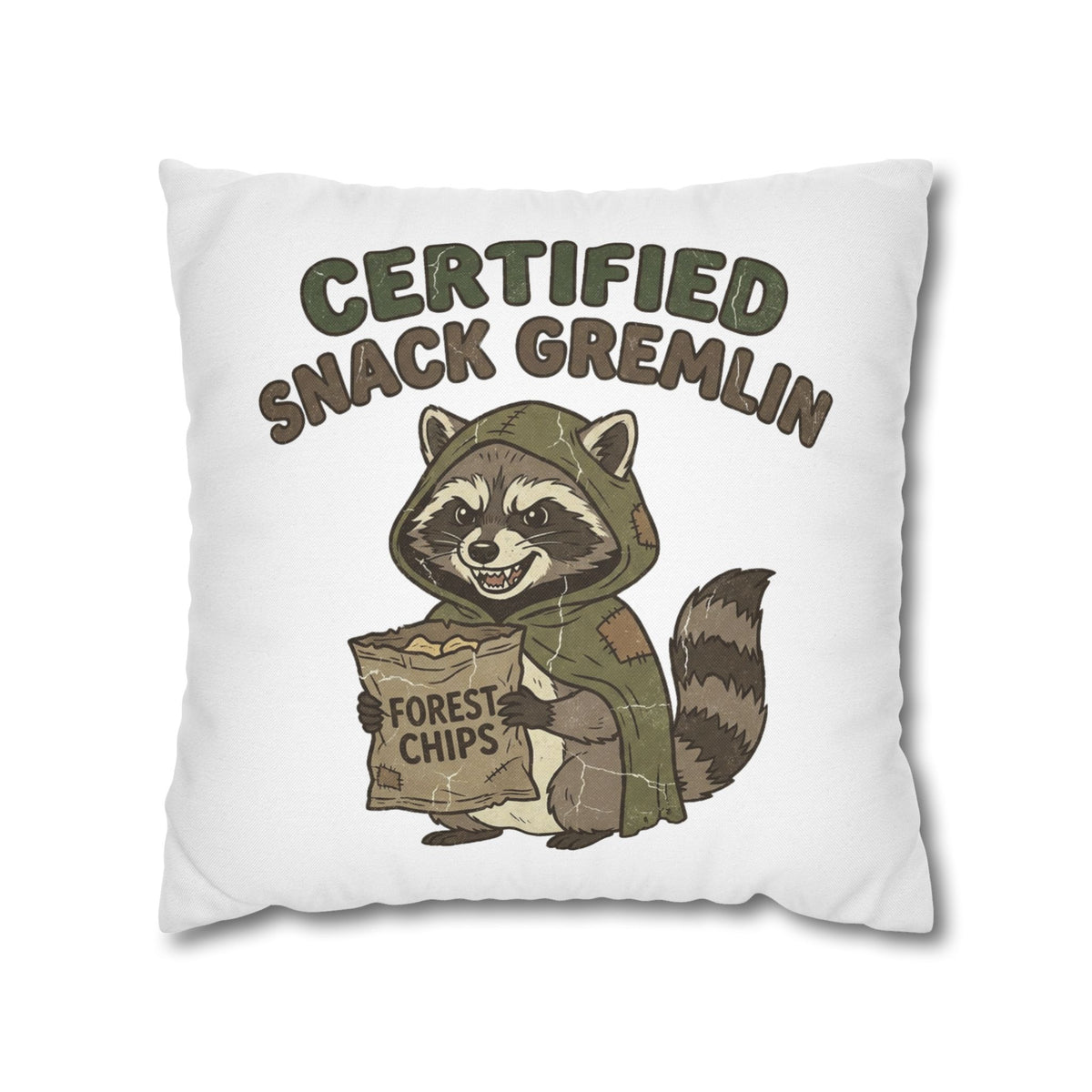 Funny Certified Snack Gremlin Raccoon Throw Pillowcase