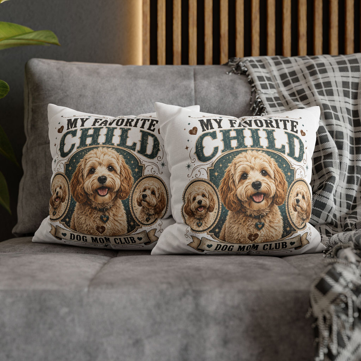 My Favorite Child Dog Mom Club Pillowcase Milo Bailey Dog Dad Mom — Doodle Pet Lover Decorative Throw Pillowcase