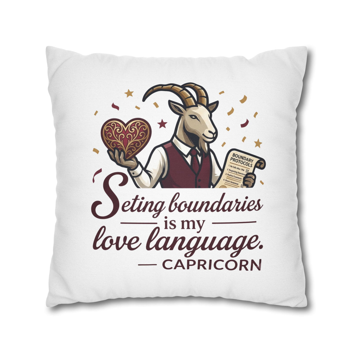 Capricorn Pillowcase - "Setting Boundaries Is My Love Language" Zodiac Throw Pillowcase