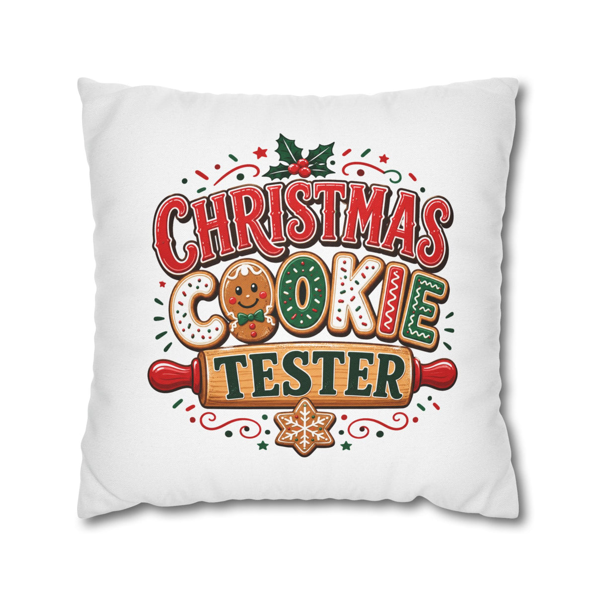 Christmas Cookie Tester Pillowcase — Holiday Decorative Throw Pillow Cover