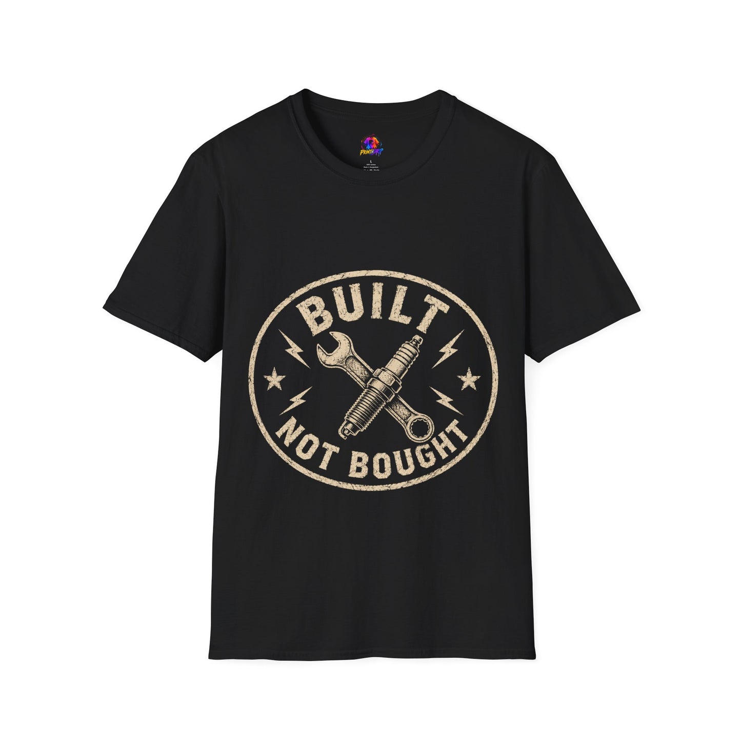 T-Shirt — "Built Not Bought" Vintage Mechanic Graphic
