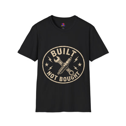 T-Shirt — "Built Not Bought" Vintage Mechanic Graphic