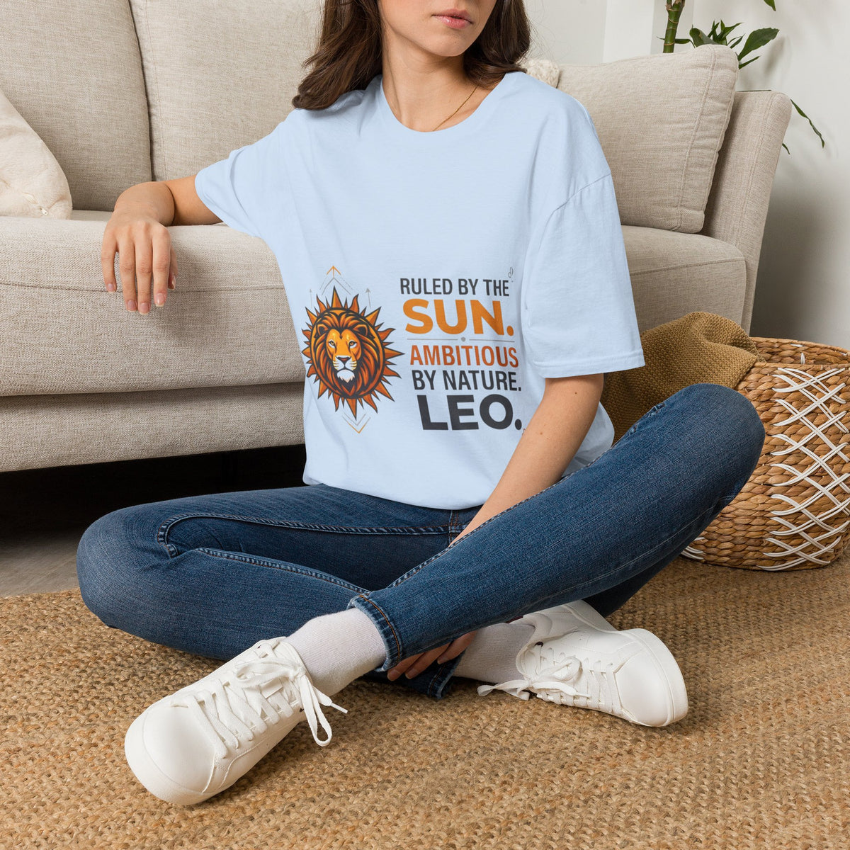 Leo Zodiac T-Shirt — "Ruled by the Sun. Ambitious by Nature. LEO."