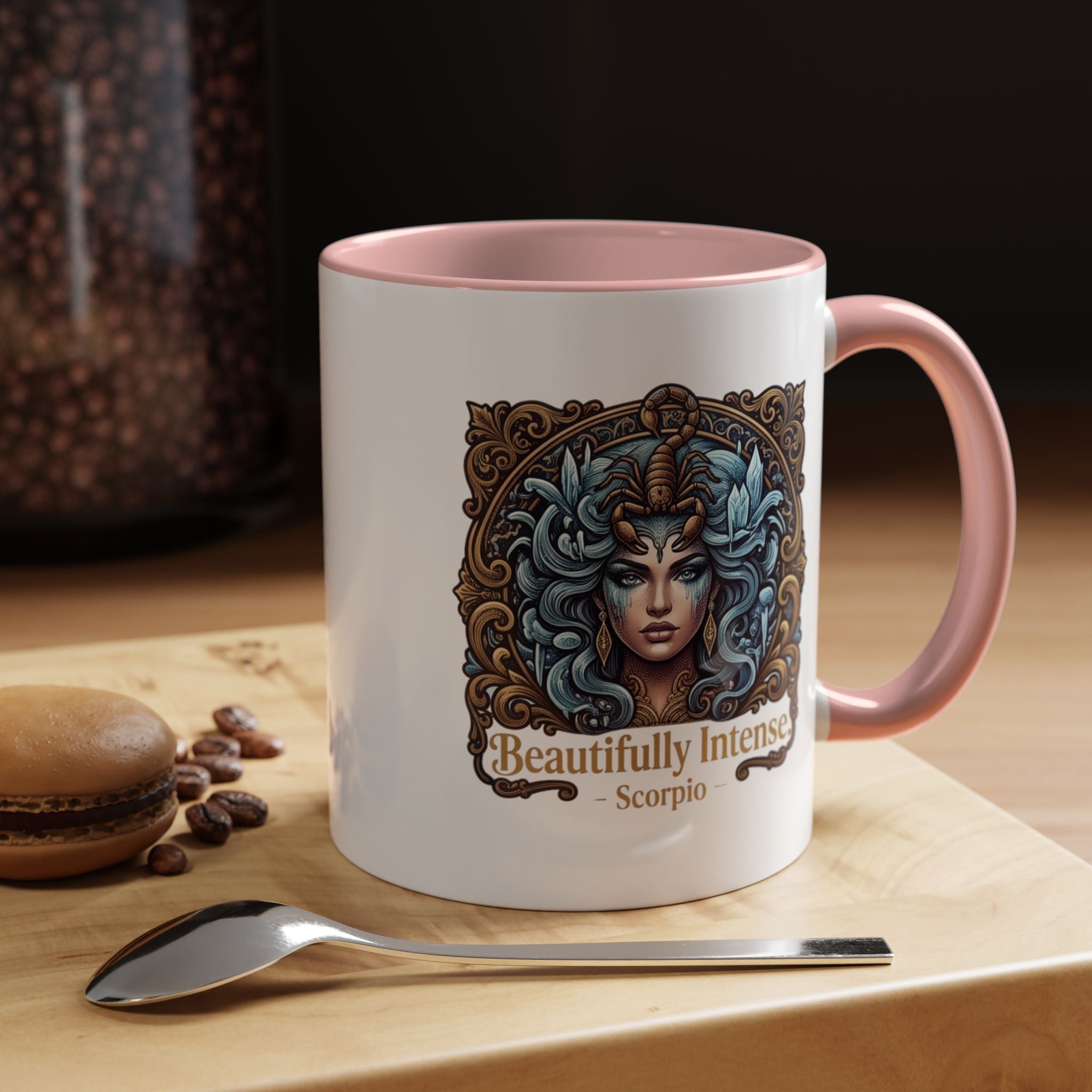 Scorpio Accent Coffee Mug — "Beautifully Intense" Zodiac Design (11/15oz)