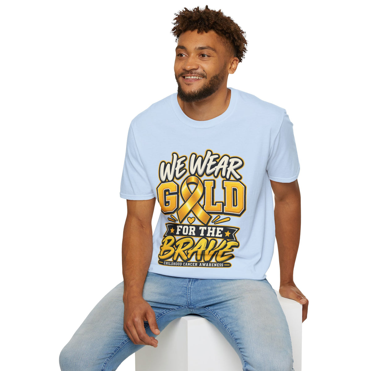 Childhood Cancer Awareness T-Shirt — "We Wear Gold For The Brave"