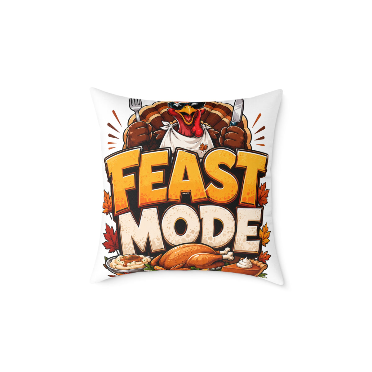 Thanksgiving Feast Mode Throw Pillow — Thanksgiving Turkey Holiday Decor