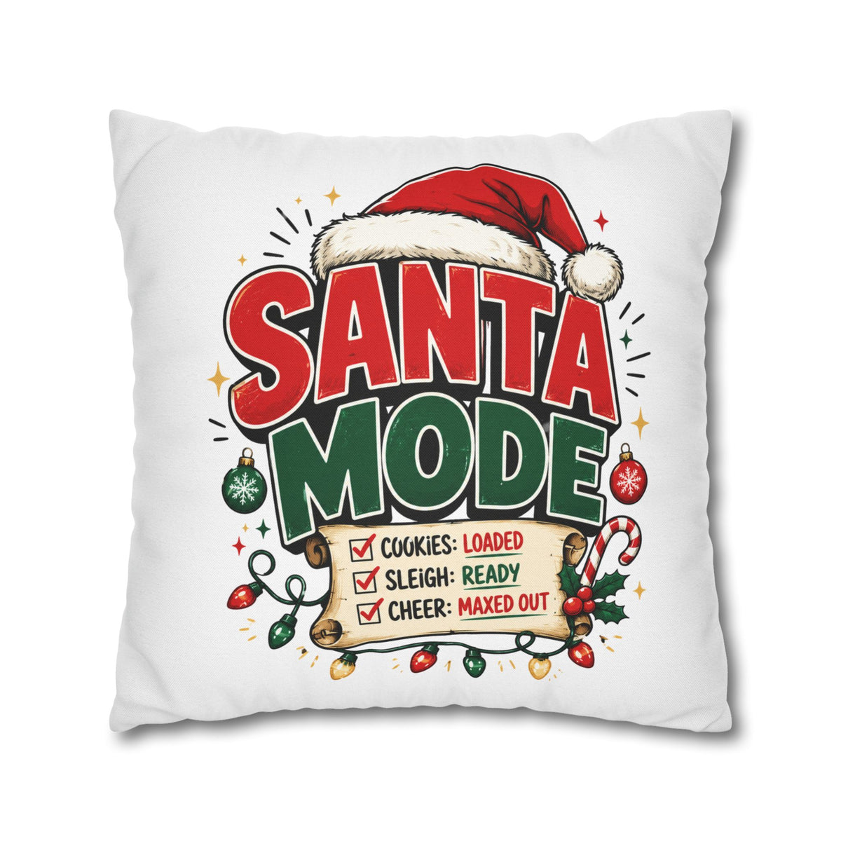 Christmas Santa Mode Holiday Throw Pillow — 'Santa Mode' Festive Decorative Pillowcase