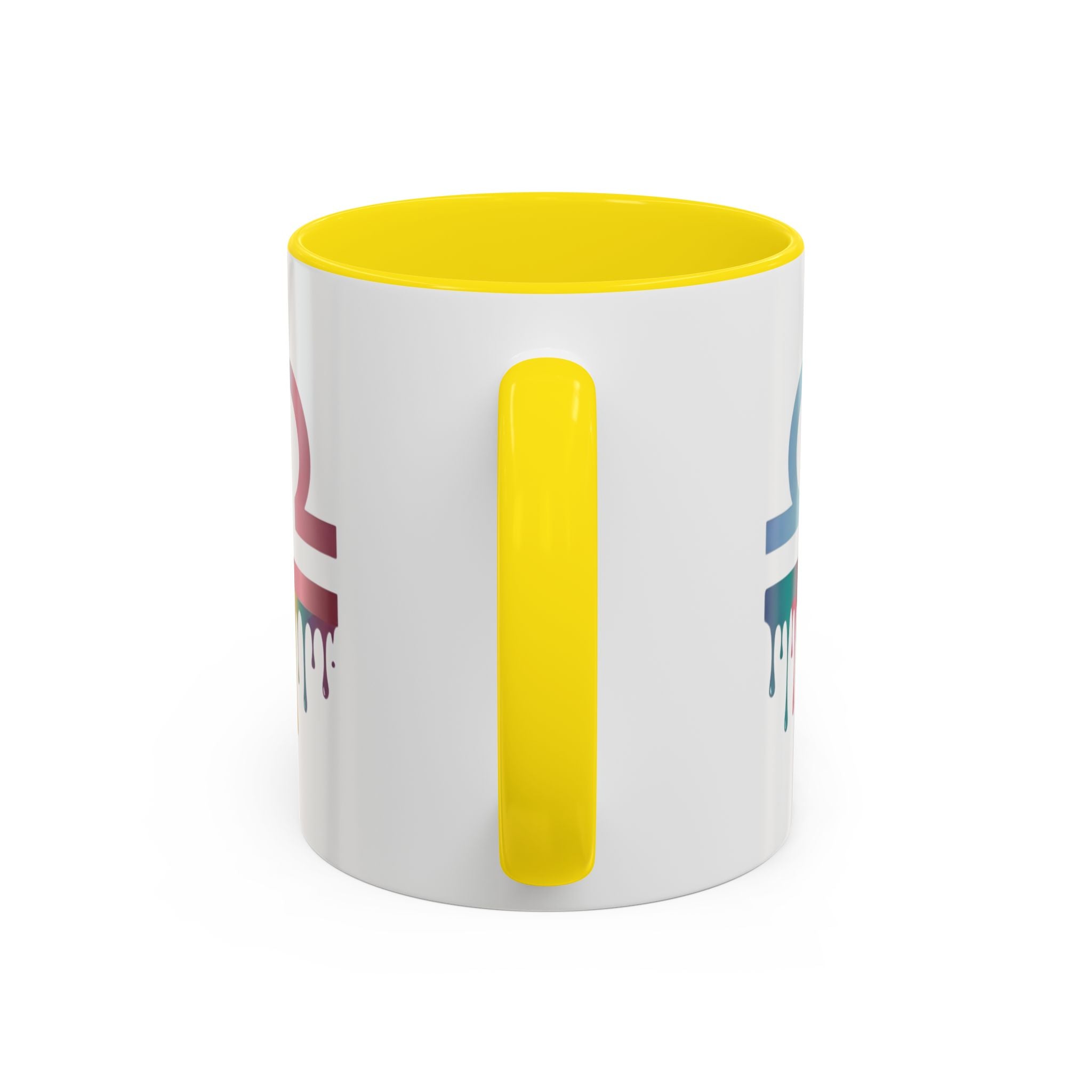 Libra Drip Accent Coffee Mug — Zodiac Symbol Rainbow Design