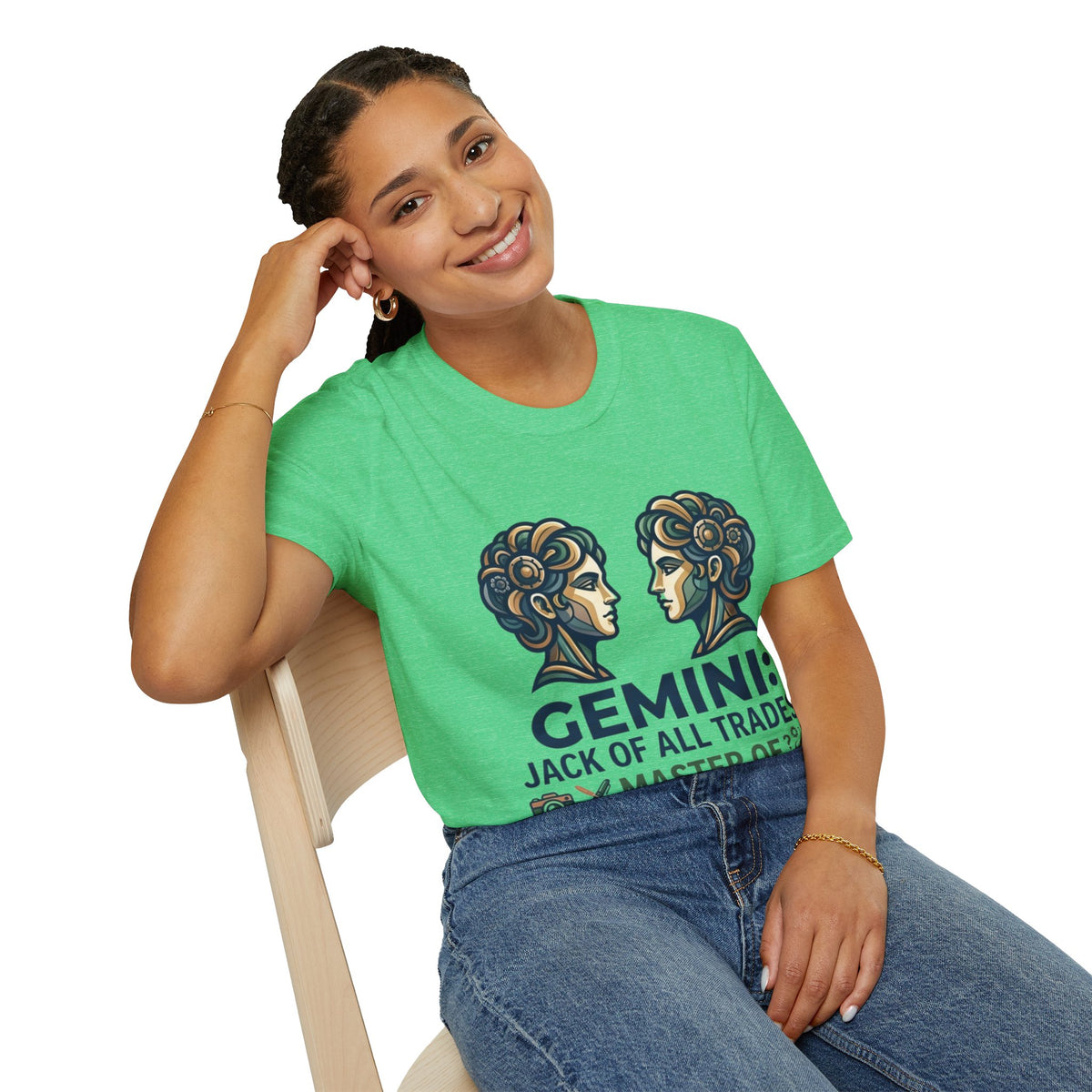 Gemini Zodiac T‑Shirt — Vintage Twins Astrology Tee ("Gemini: Jack of All Trades")