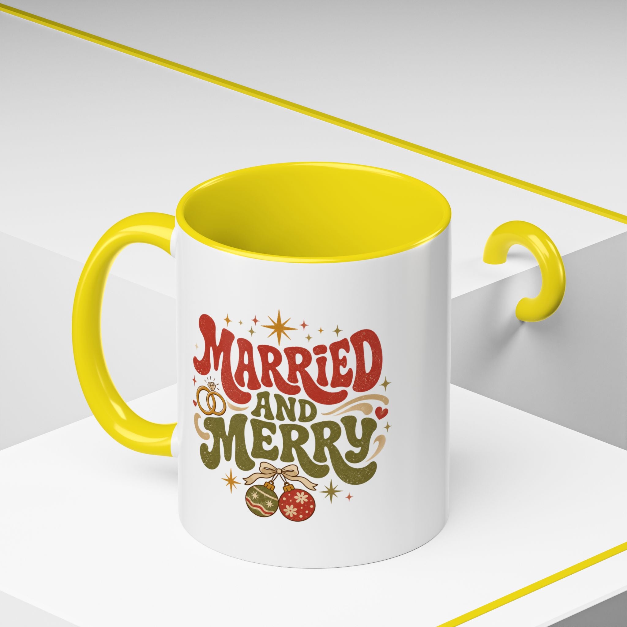 Christmas Married and Merry Christmas Coffee Mug — Holiday Accent Mug