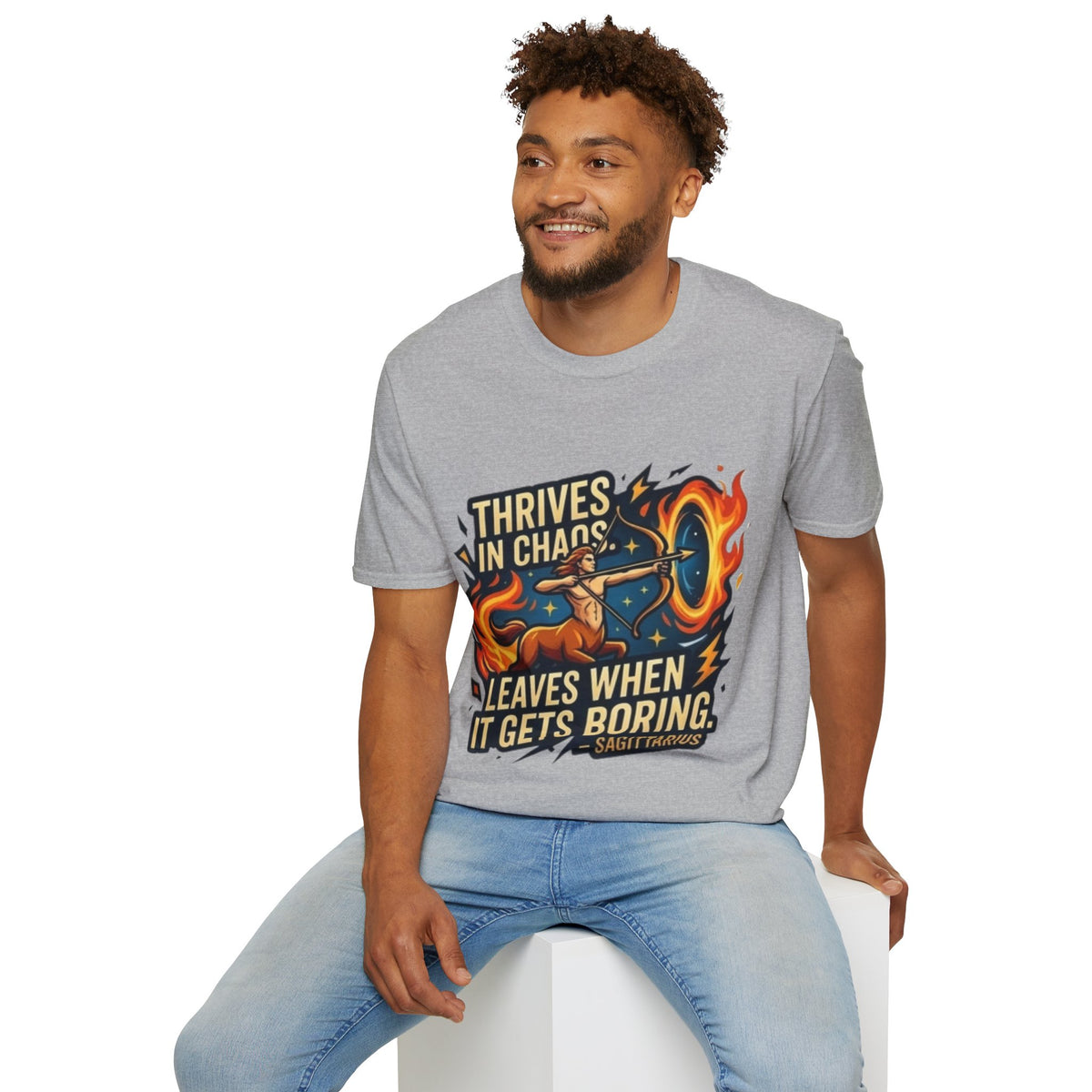 Sagittarius Archer T‑Shirt — "Thrives in Chaos" Zodiac Fire Sign Tee