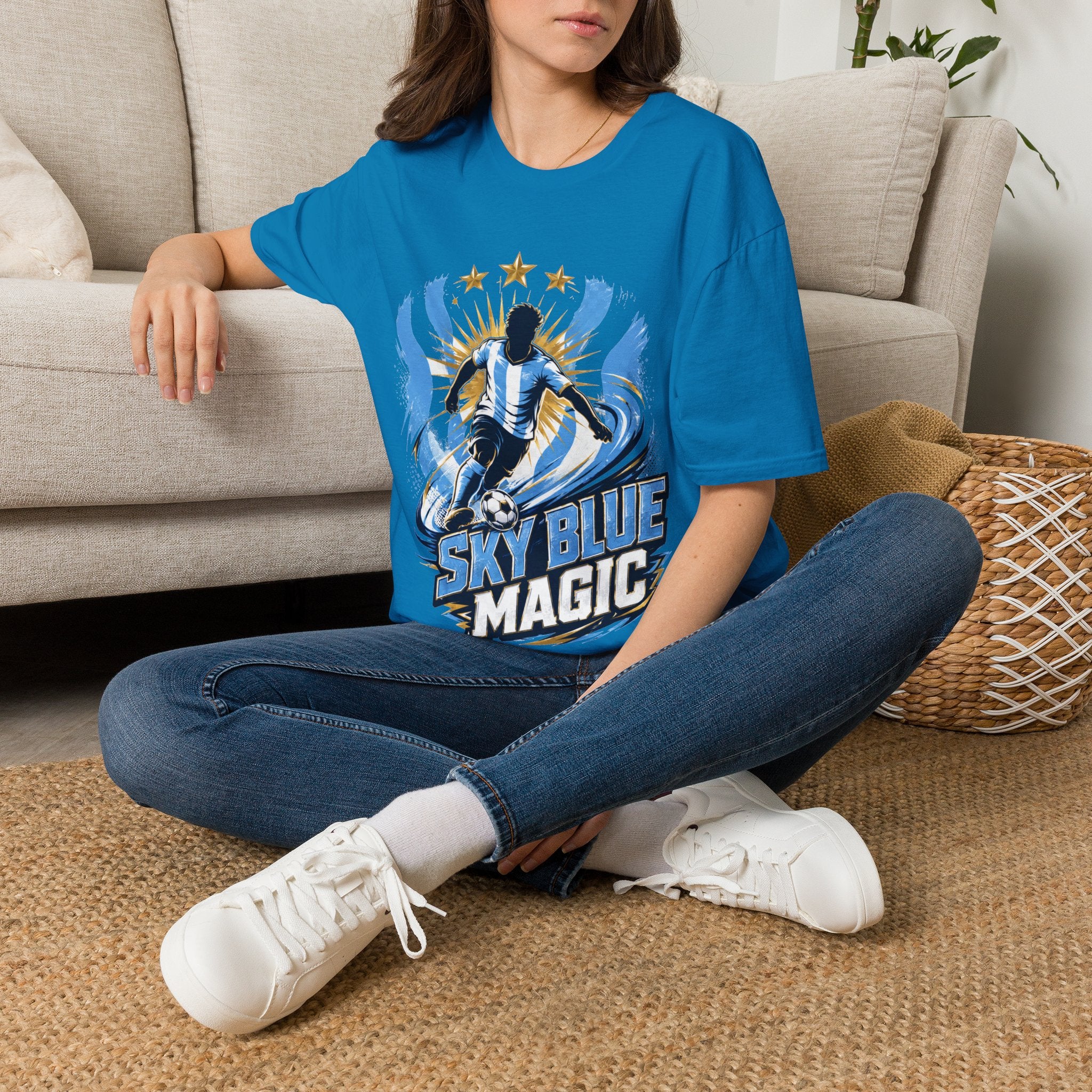 Argentina Sky Blue Magic Soccer T-Shirt — Argentinian Football Player Graphic Tee