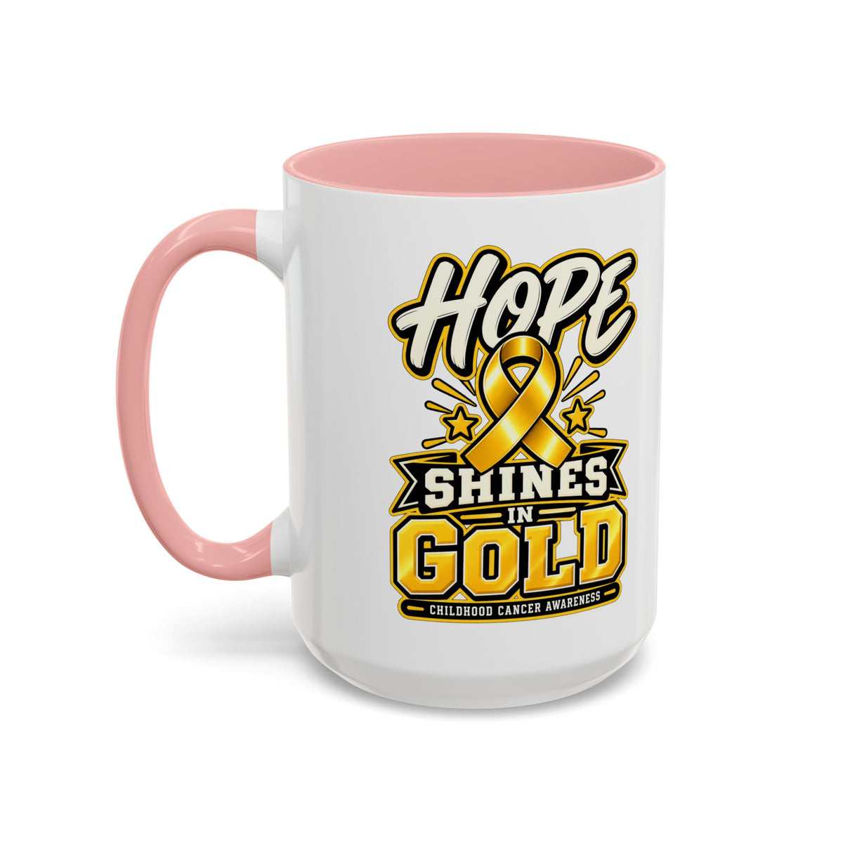 Hope Shines in Gold Coffee Mug — Childhood Cancer Awareness Accent Mug