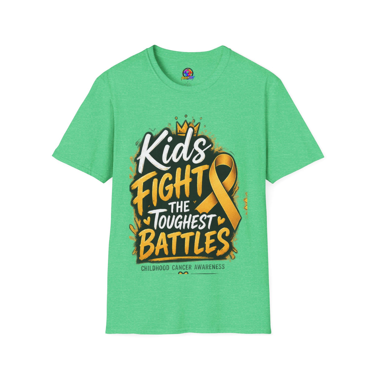 Children's Cancer Awareness T-Shirt — "Kids Fight The Toughest Battles" Gold Ribbon