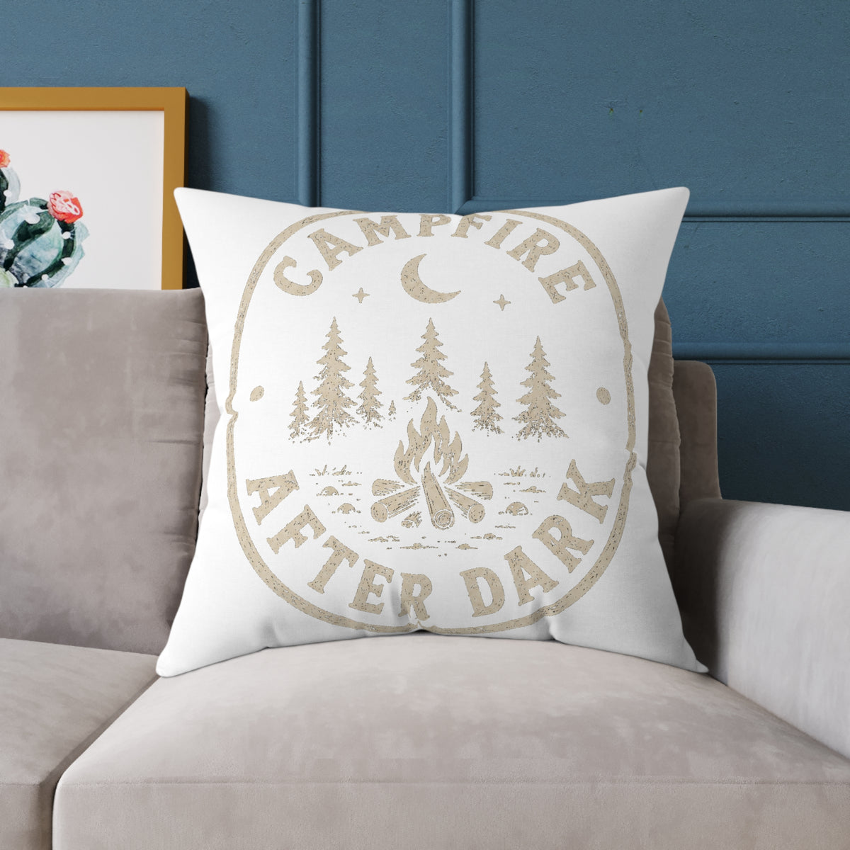 Campfire After Dark Decorative Pillow Milo Bailey Dog Dad Mom— Outdoor-Inspired Square Throw Pillow