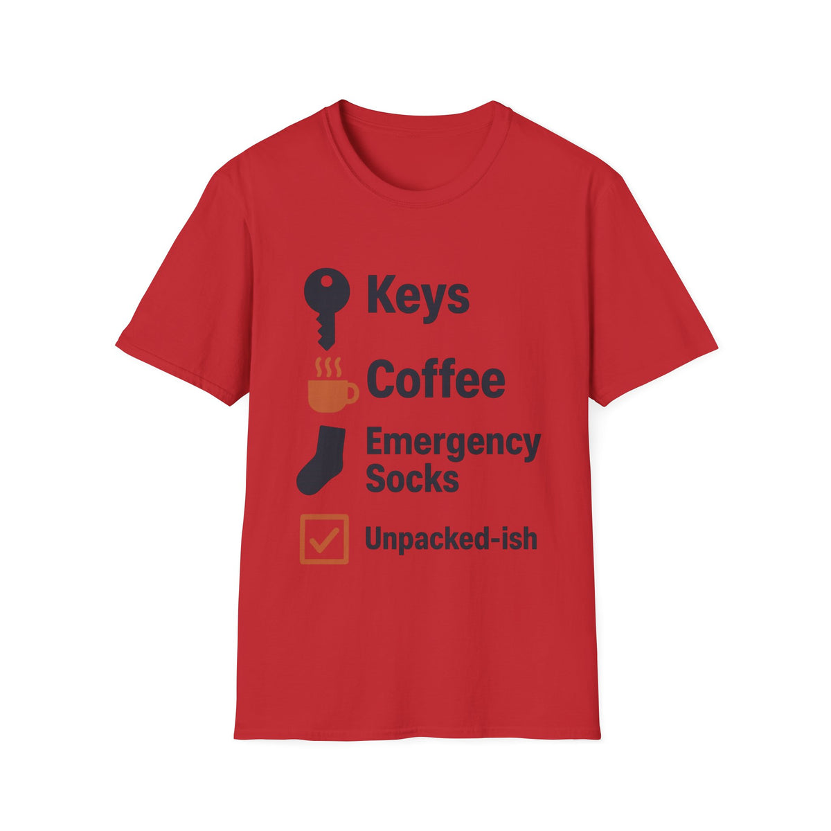 Keys, Coffee, Phone, Wallet Checklist T-Shirt — Minimal Daily Essentials Graphic Tee - Trending Now - August 2026