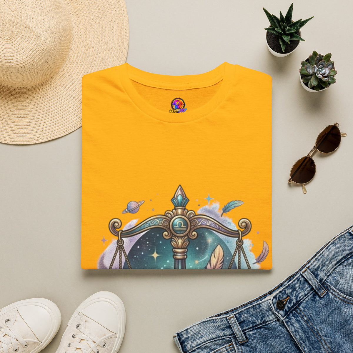Libra Scales Zodiac T-Shirt — Celestial Astrology Graphic Tee