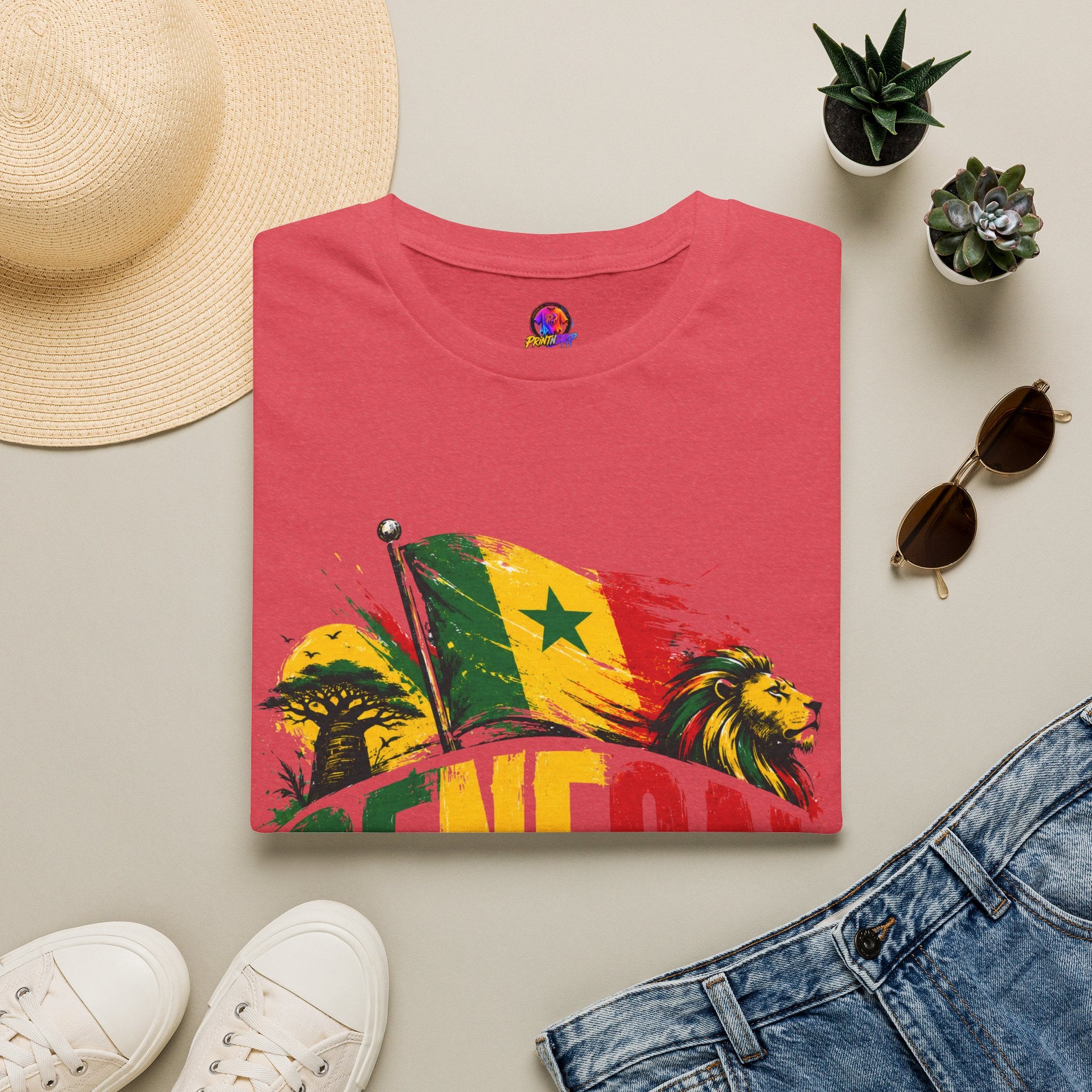 Senegal Flag Soccer T-Shirt — Lion & Football Pride Tee