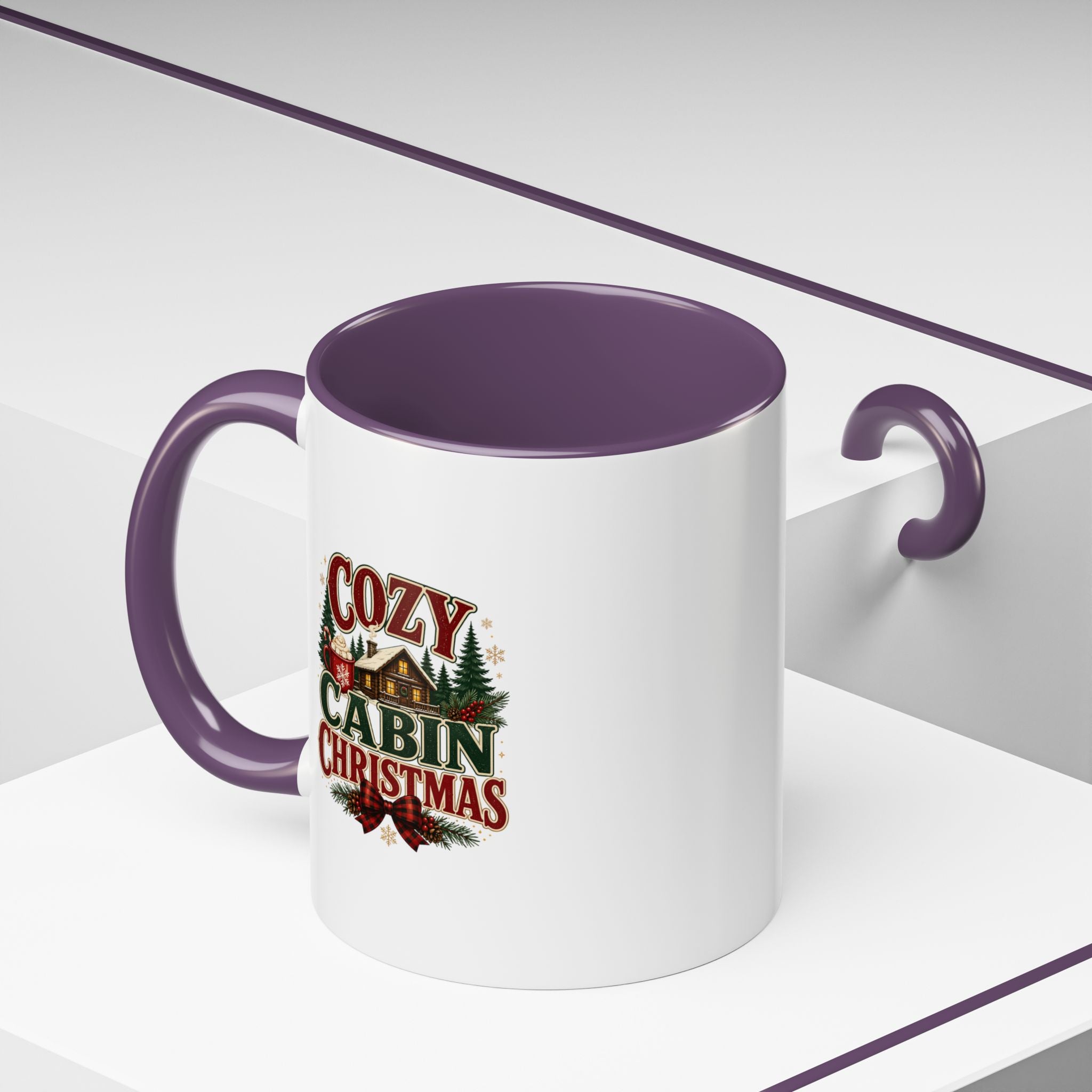 Cozy Cabin Christmas Accent Coffee Mug – Holiday Cabin Coffee Cup