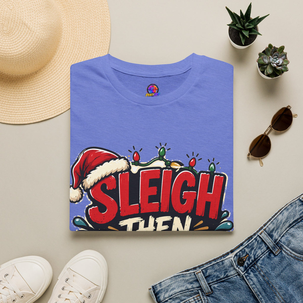 Sleigh Then Sweat T-Shirt — Funny Christmas Gym Holiday Tee