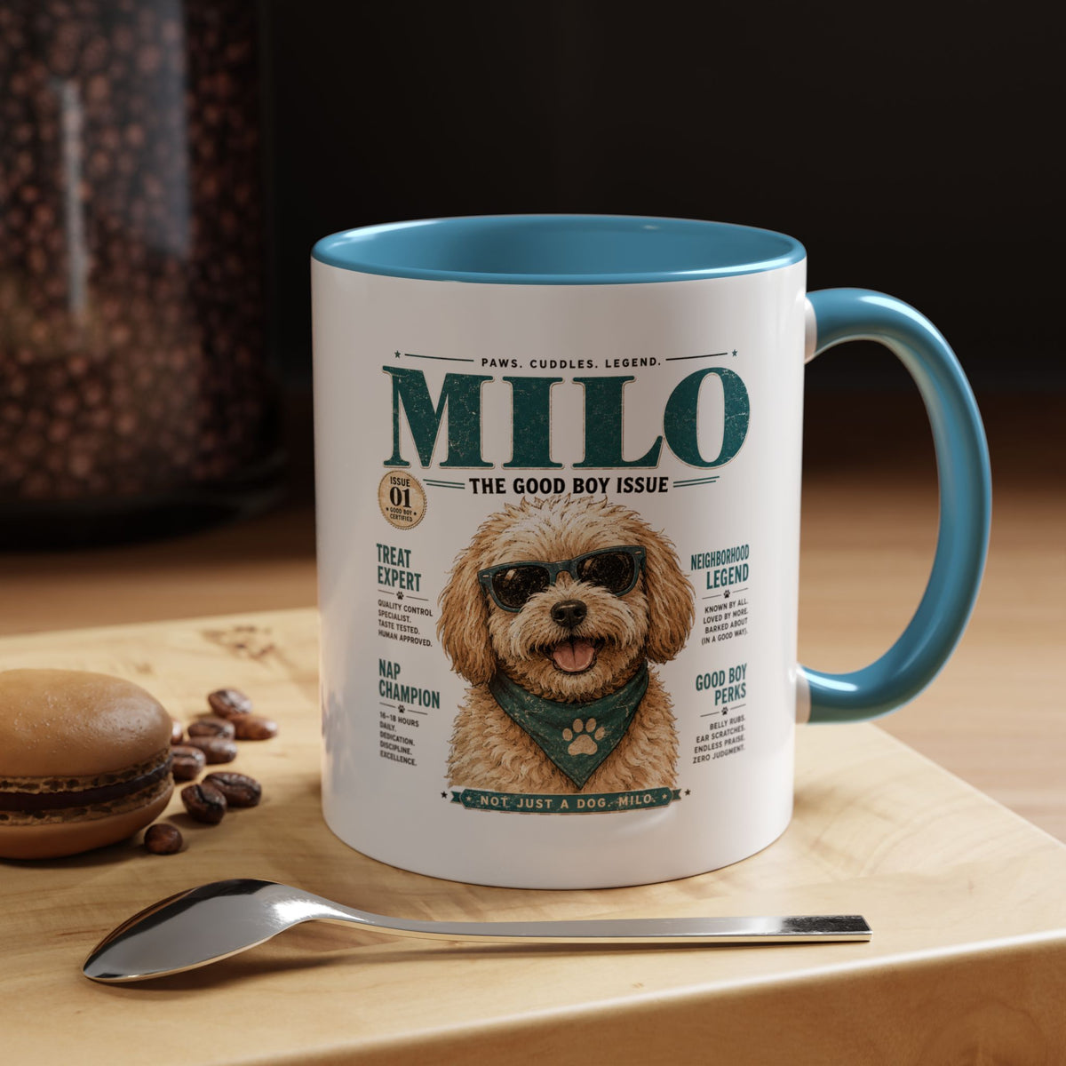 Milo Bailey Dog Dad Mom Milo Magazine-Style Accent Coffee Mug — Cute Dog Portrait