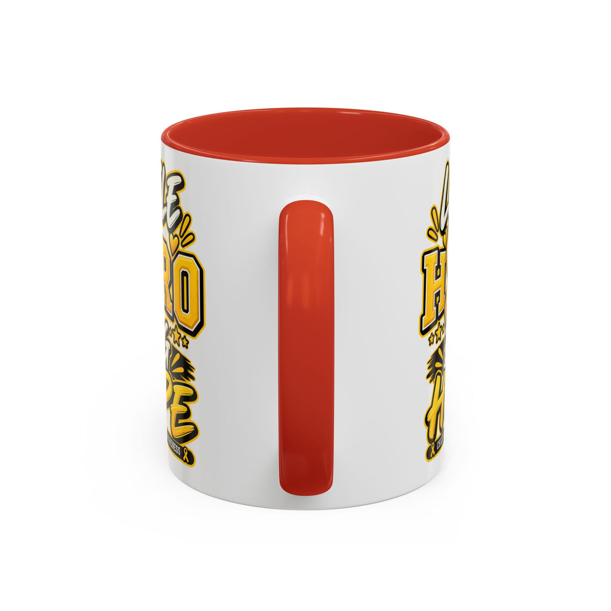 Little Hero Big Hope Coffee Mug — Childhood Cancer Awareness Accent Mug (11/15 oz)
