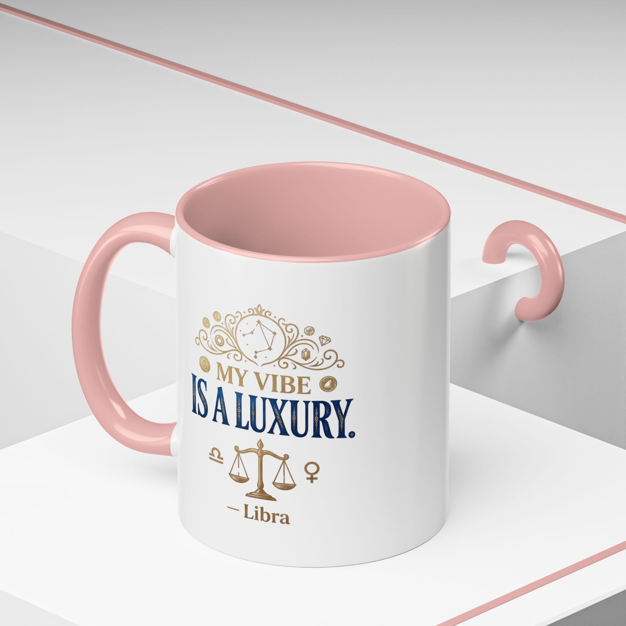 Libra Coffee Mug — "My Vibe Is A Luxury" Zodiac Accent Mug