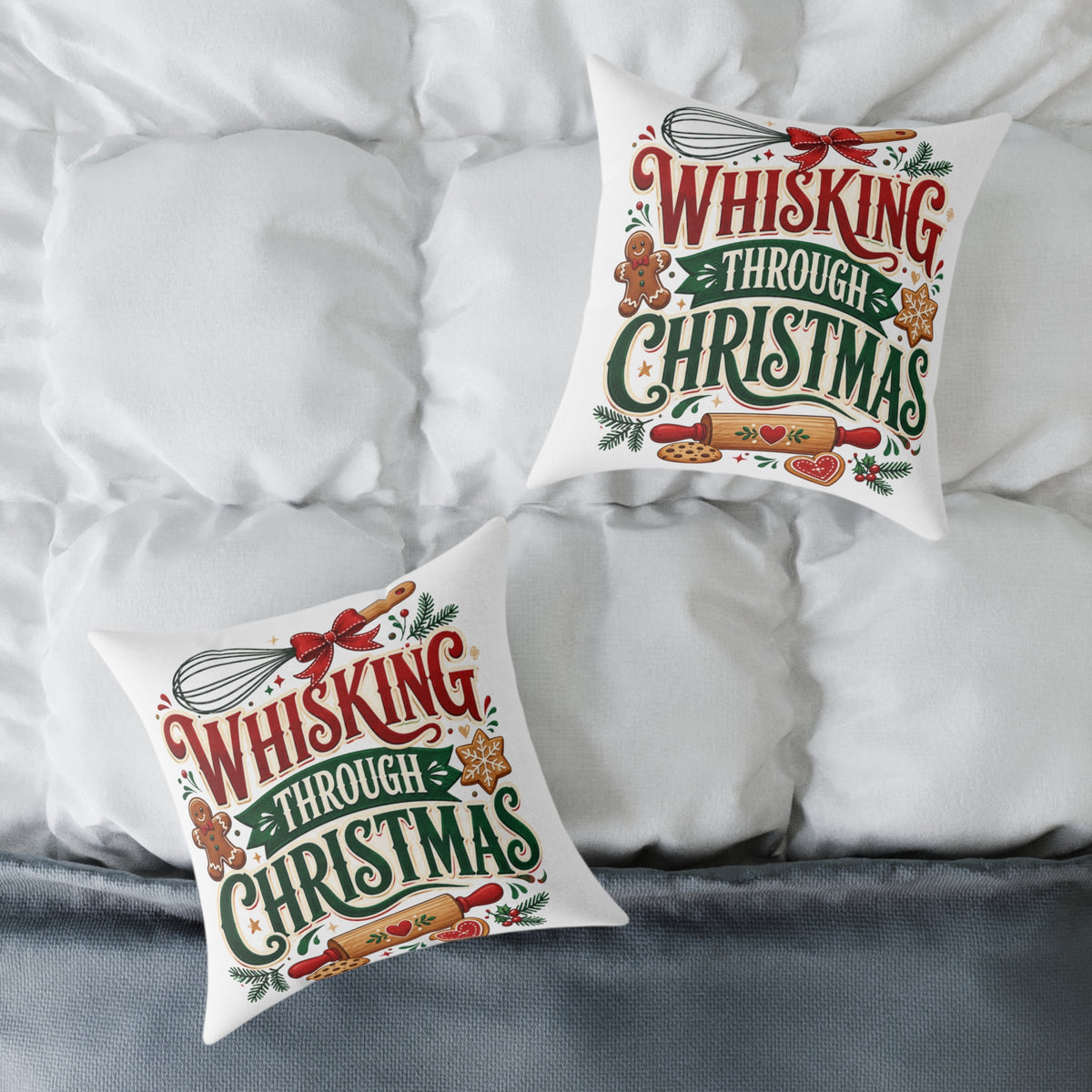 Whisking Through Christmas Pillow — Festive Baking Holiday Throw Pillow